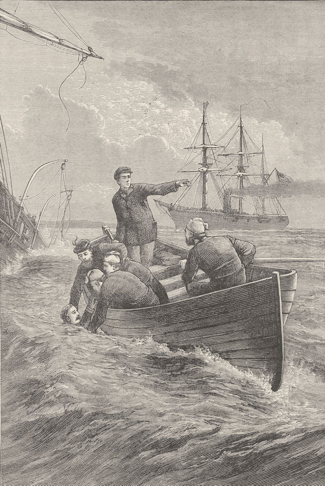 BOATS. Civil War. Deerhound rescuing Capt Semmes c1880 old antique print